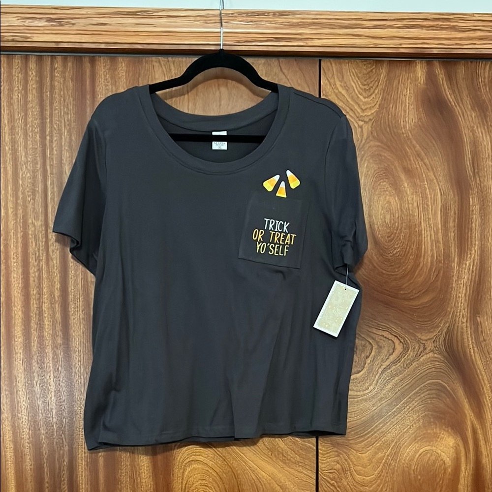 Gray Halloween T-Shirt with Candy Corn Design